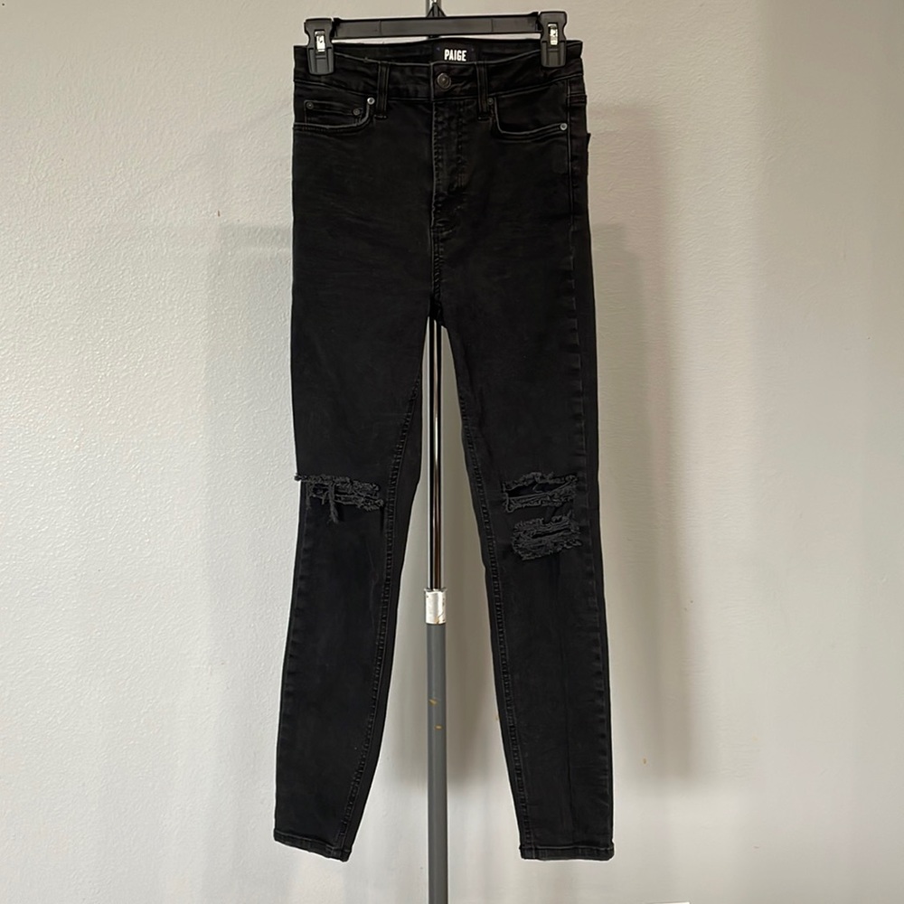PAIGE Black High Waisted Skinny Jeans Size 27